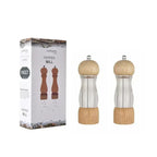 Salt & Pepper Mill Set Ceramic Grinder Natural Wood