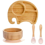 Children's Tableware Set Bamboo Suction Base 4-Piece