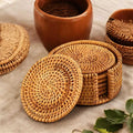 Eco-Friendly Bamboo Drink Coasters Set with Storage