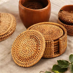 Eco-Friendly Bamboo Drink Coasters Set with Storage