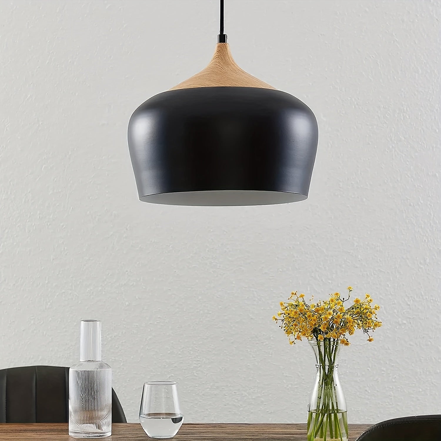 Scandinavian Style Pendant Lamp | Iron and Wood Texture Design