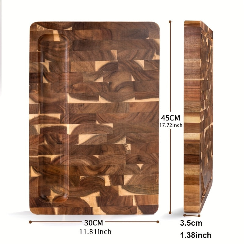 End Grain Chopping Block – Durable Acacia Wood Cutting Board for Kitchen