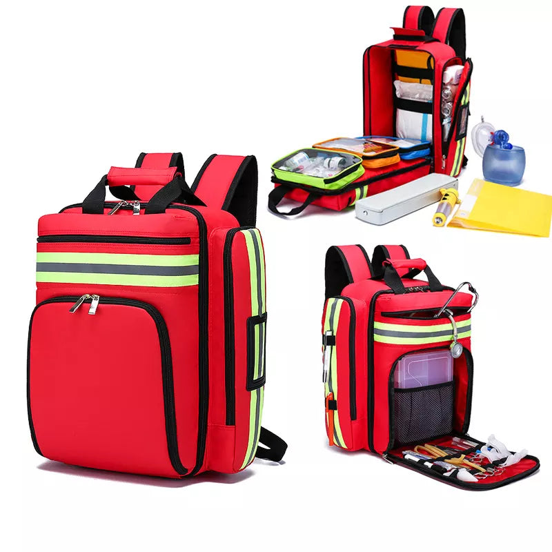 First Aid Backpack Large Capacity Multi-Layer Water-Resistant Oxford