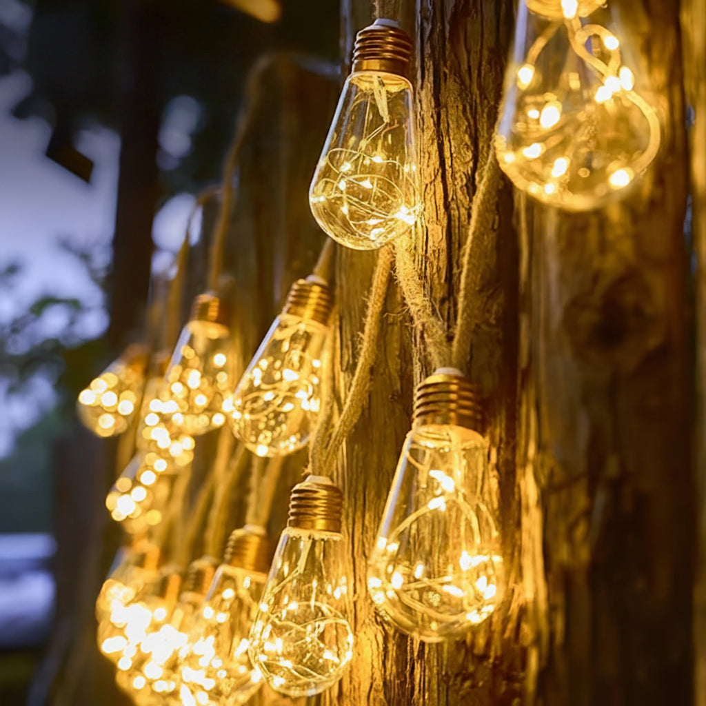 Solar-Powered Metal Outdoor String Lights (8 Modes)