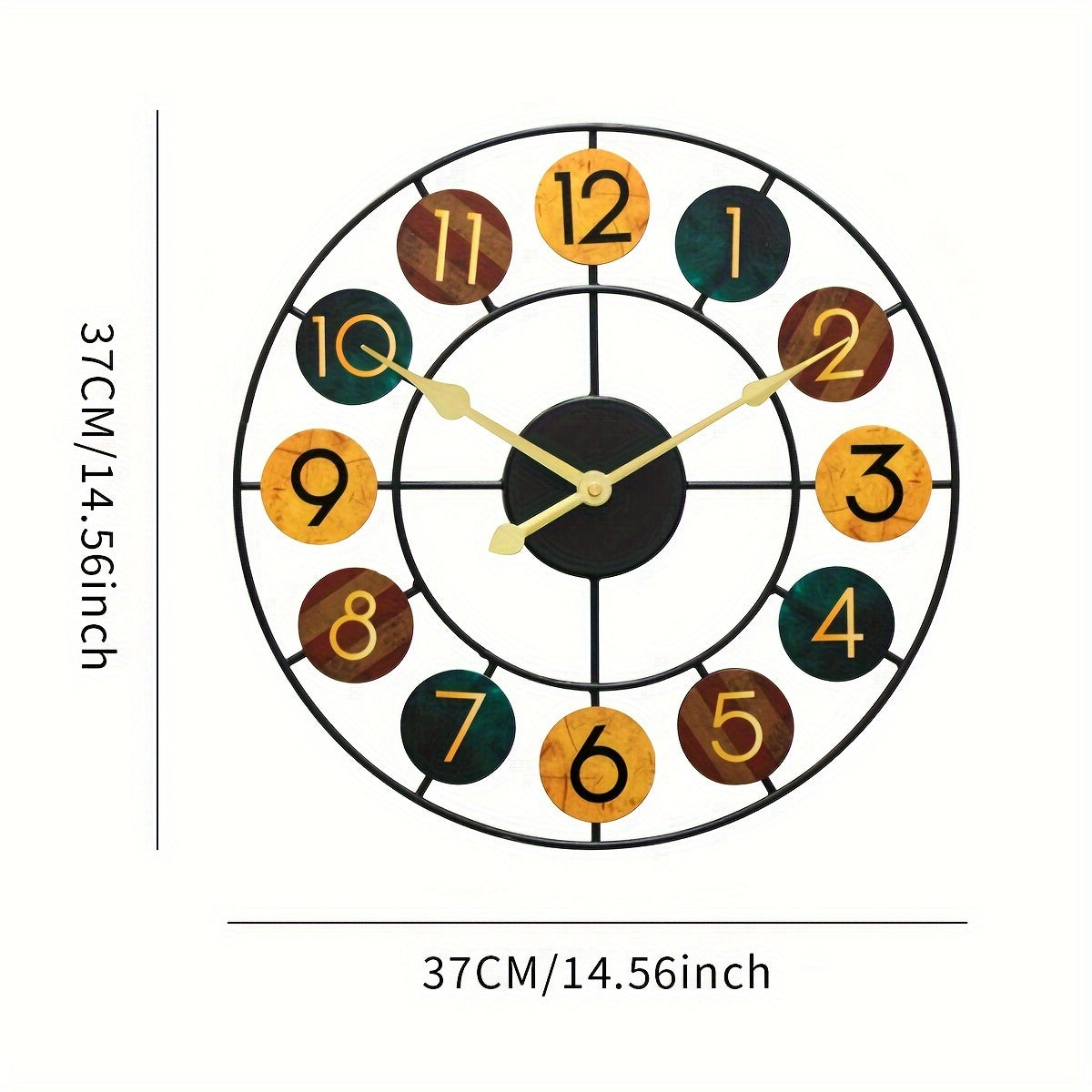 Vintage Iron Wall Clock in Bright Colors | Decorative Timepiece