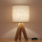 Wooden Tripod Table Lamp with Fabric Shade – Nordic Style