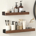 Bathroom Wall Shelf Solid Wood Adhesive Mount