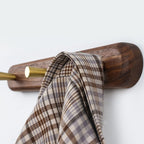 Wall-Mounted Coat Rack Natural Wood & Brass Hooks