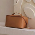 Large Capacity Cosmetic Case - Travel Organizer Makeup Bag with PU Shell