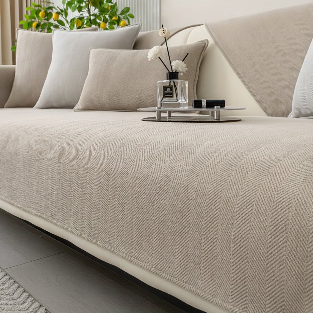 Elastic & Non-Slip Ribbed Chenille Sofa Cover