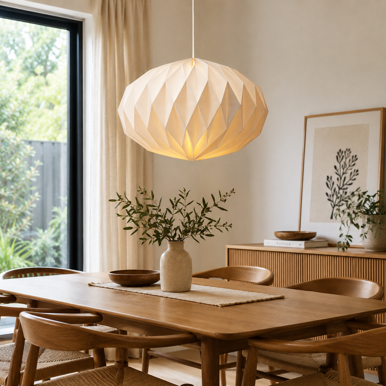 Matte White Acrylic Pleated Pendant Lamp