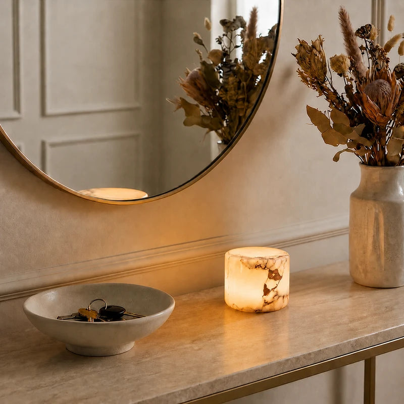 Marble-Effect Rechargeable Touch Dimmer Table Lamp