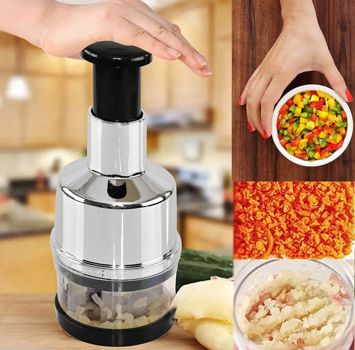 Manual Vegetable Cutter Zigzag Blade Stainless Steel Integrated Bowl