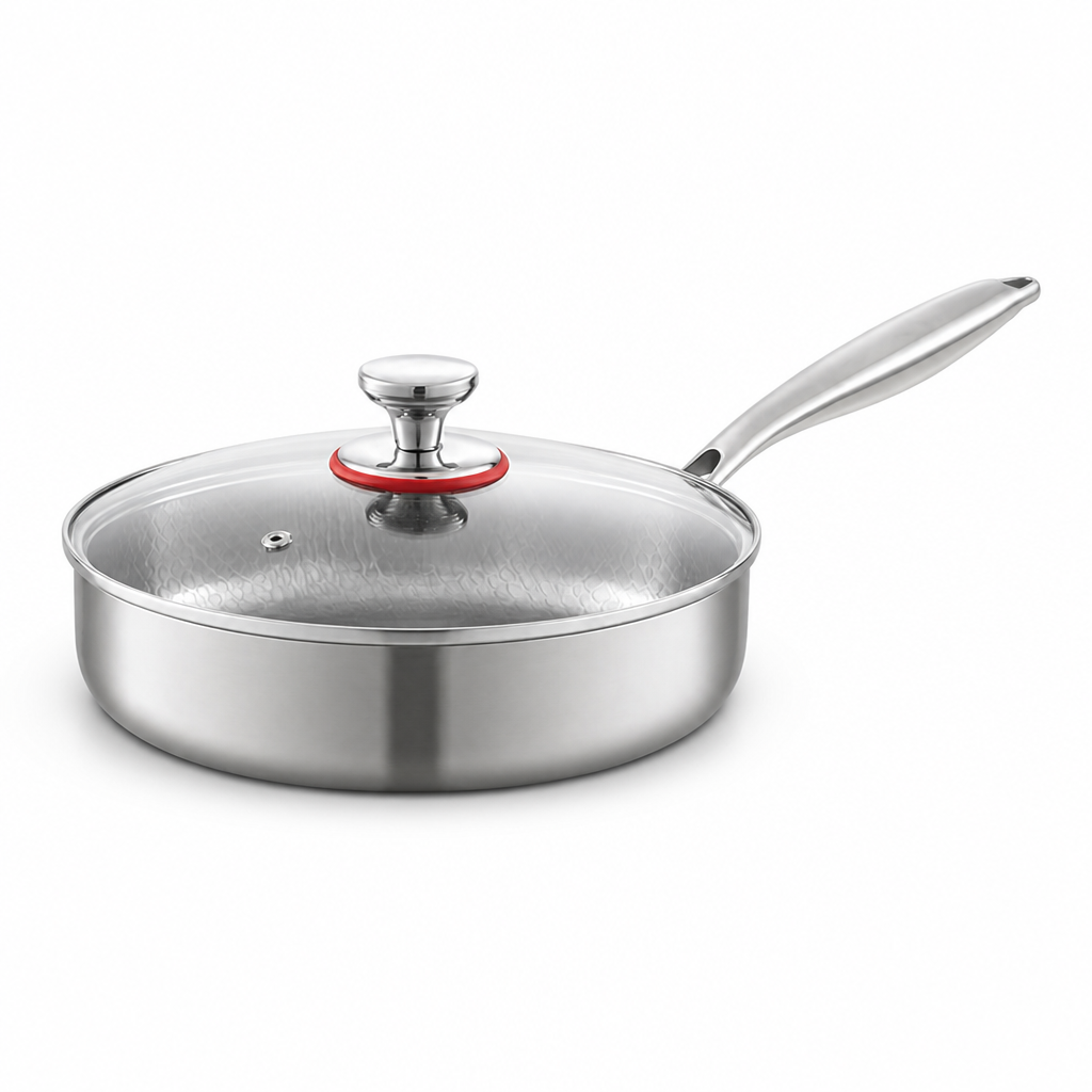 Titanium Non-Stick Flat-Bottom Frying Pan (7.87-Inch, With Lid)