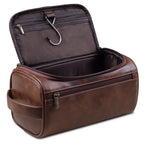Toiletry Bag Leather Finish Hanging Hook & Internal Pockets