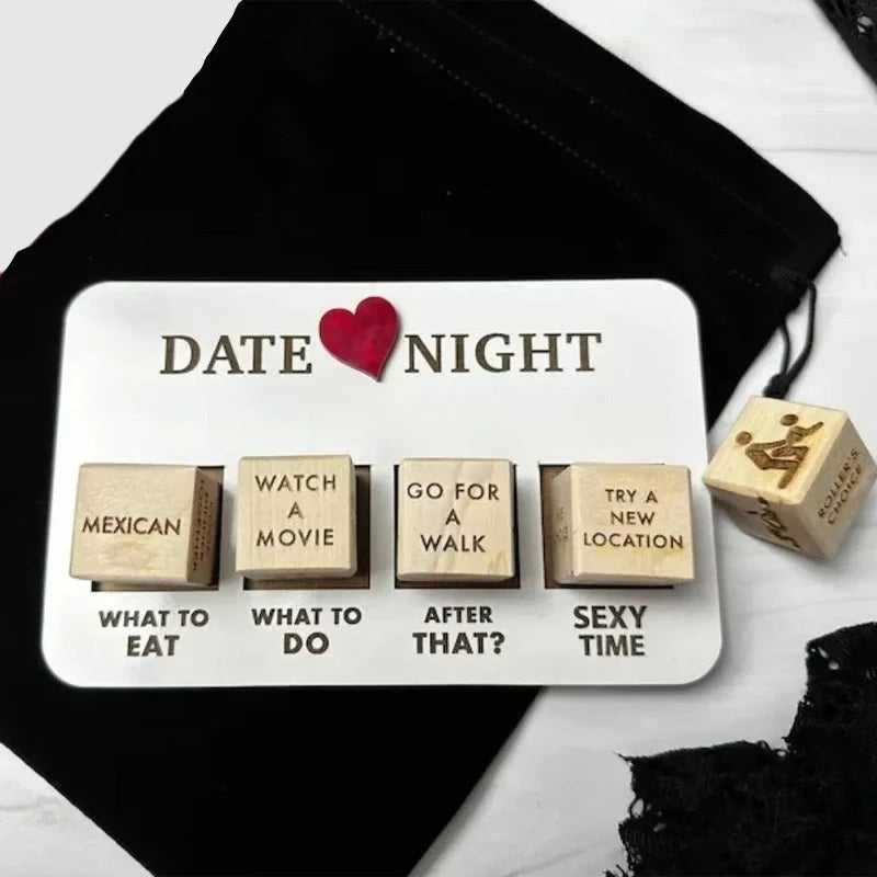 Couples Dice Game Set Natural Wood Board & Dice