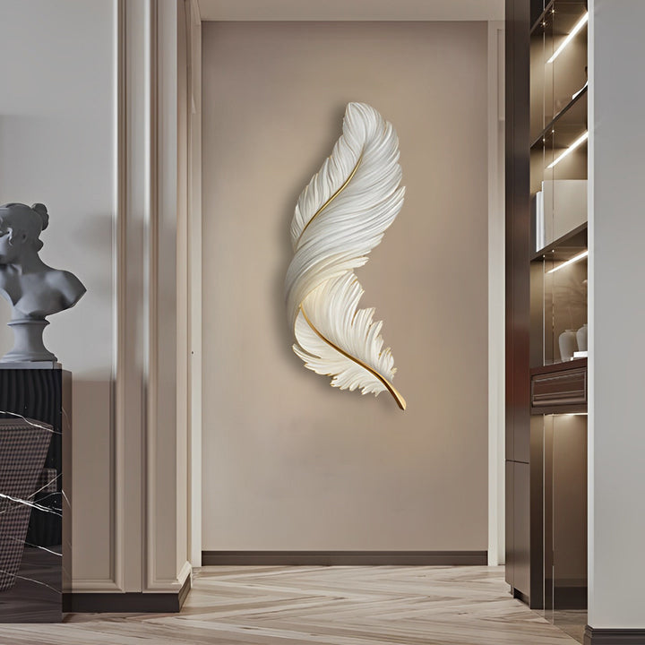 Feather-Pattern Metal Remote-Dimmable LED Wall Lamp