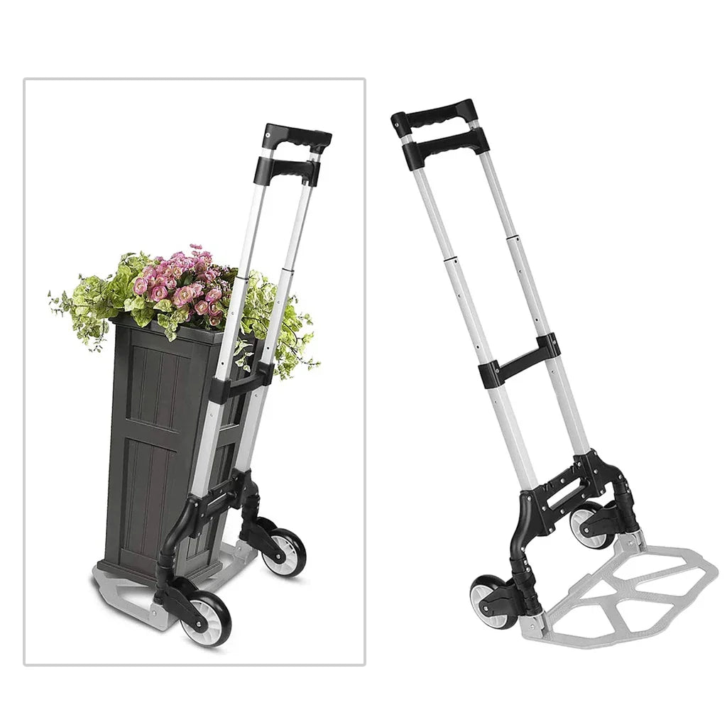 Folding Hand Truck Aluminum 165 Lb Capacity Quiet Wheels