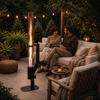 Space-Saving Visible Vertical Flame Outdoor Pellet Heater
