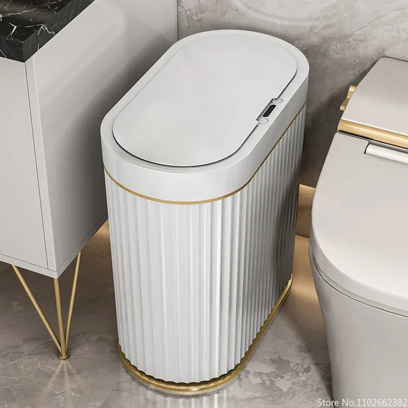 Modern Bathroom Trash Can with Touchless Sensor Technology