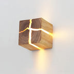 Handcrafted Wall Light in Solid Wood with Resin Detailing