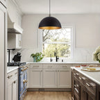 Industrial Dome Pendant Light in Black and Gold Iron Finish
