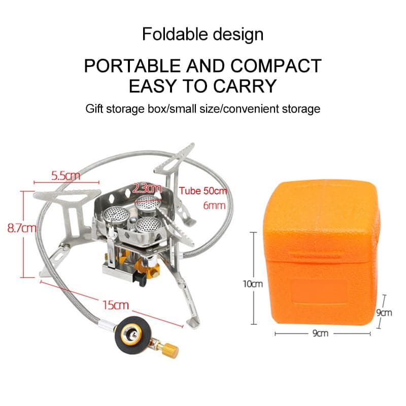 Camping Gas Stove Windproof Compact Stainless Steel & Aluminum