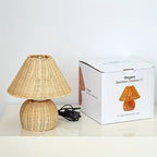 Boho Accent Lamp with USB Power - Woven Bamboo Desk Light