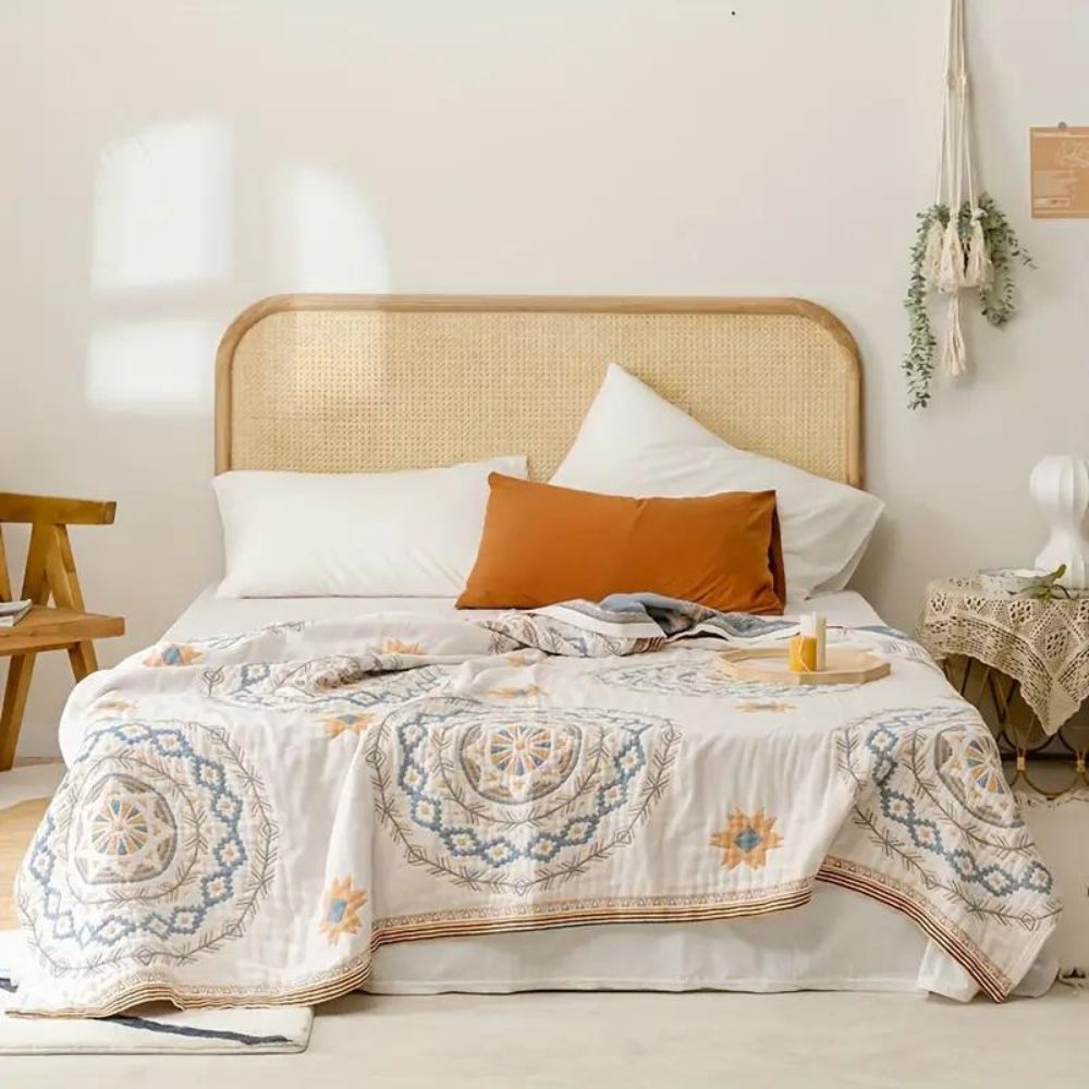 Machine Washable 100% Cotton Mandala Throw Blanket