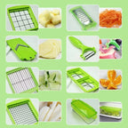 Vegetable Slicer 12-in-1 Stainless Steel Blades & Safety Guard