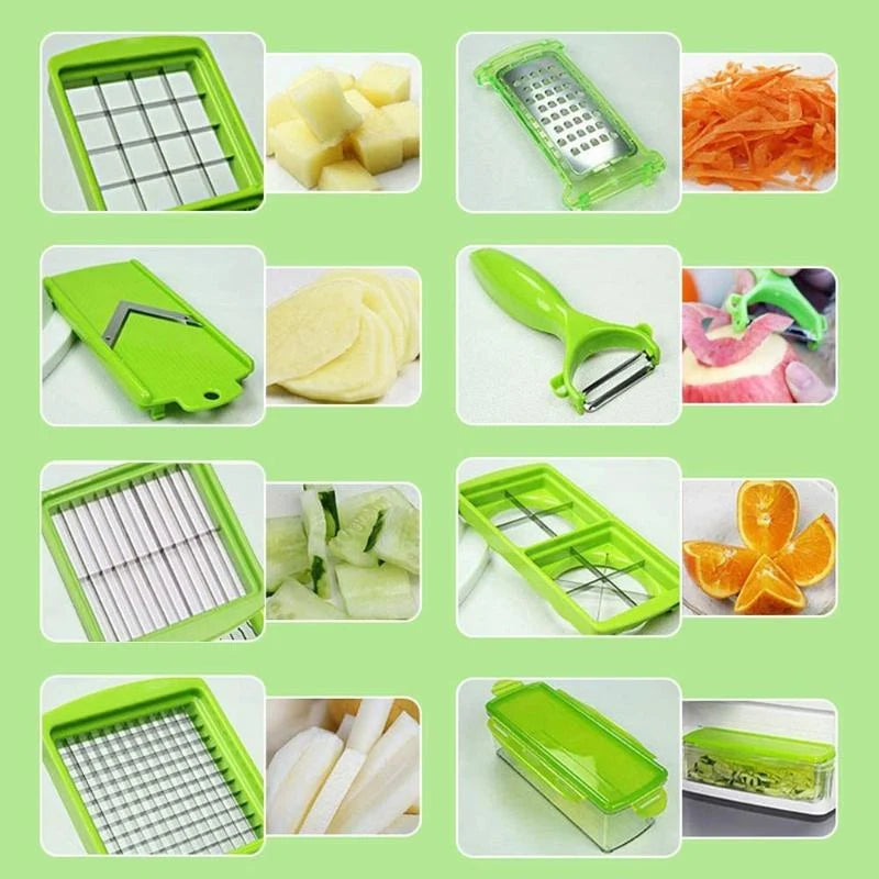 Vegetable Slicer 12-in-1 Stainless Steel Blades & Safety Guard