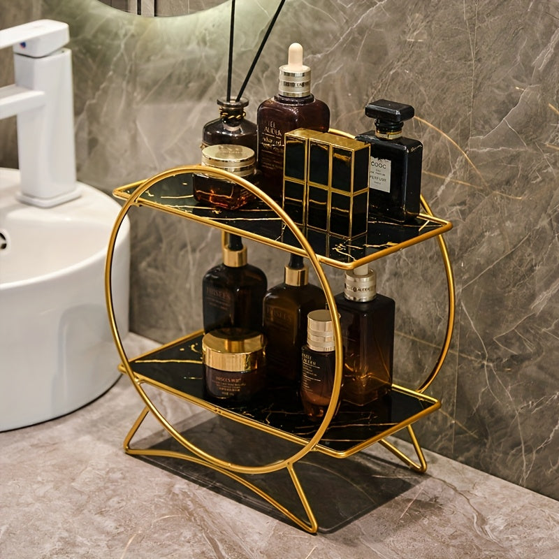 Metal Skincare and Cosmetic Shelf with Cat Ear Base - Two-Tier Organizer