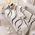 Fringe Throw Blanket with Abstract Wave Stripe Design for Sofa
