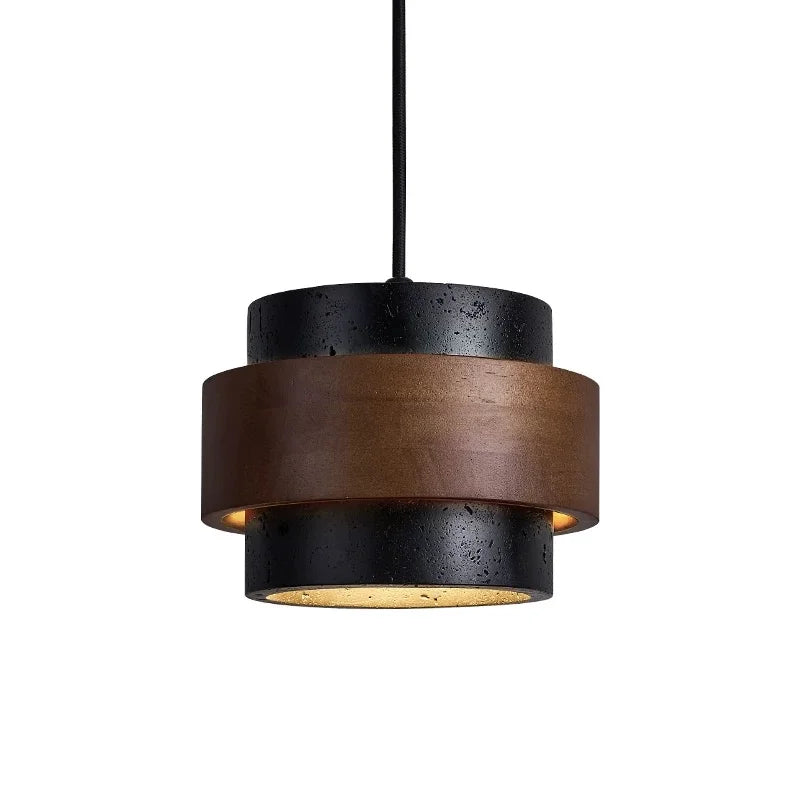 Travertine-Look Cylindrical Pendant Light (E27 Socket)
