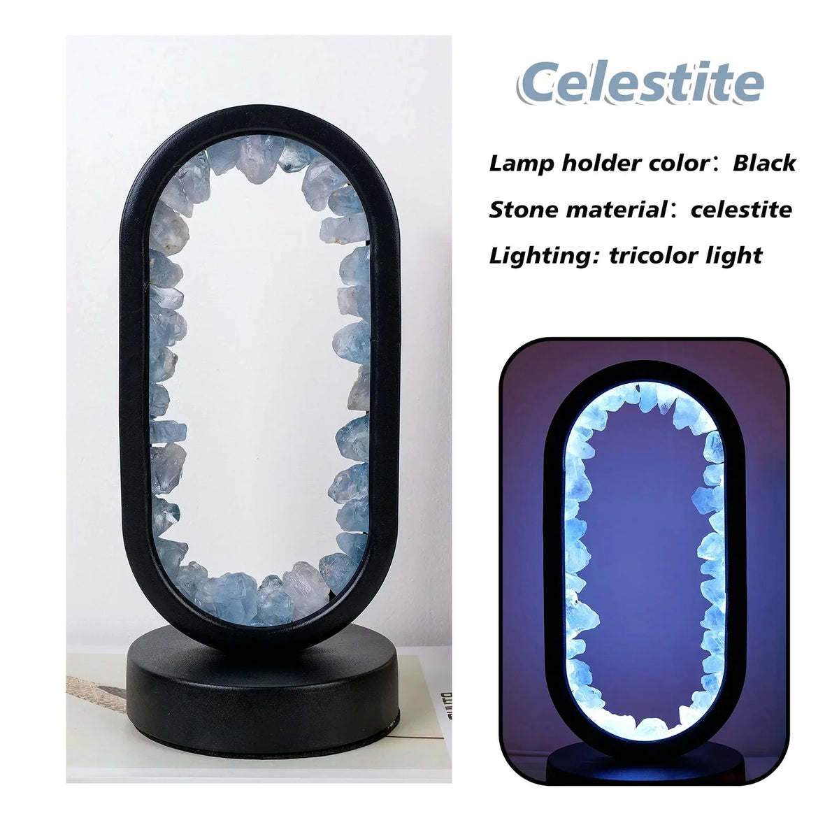 Crystal Lamp Handcrafted Natural Amethyst Ambient Light