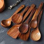 Wooden Cooking Utensils Set - 7 Pieces for Kitchen Use