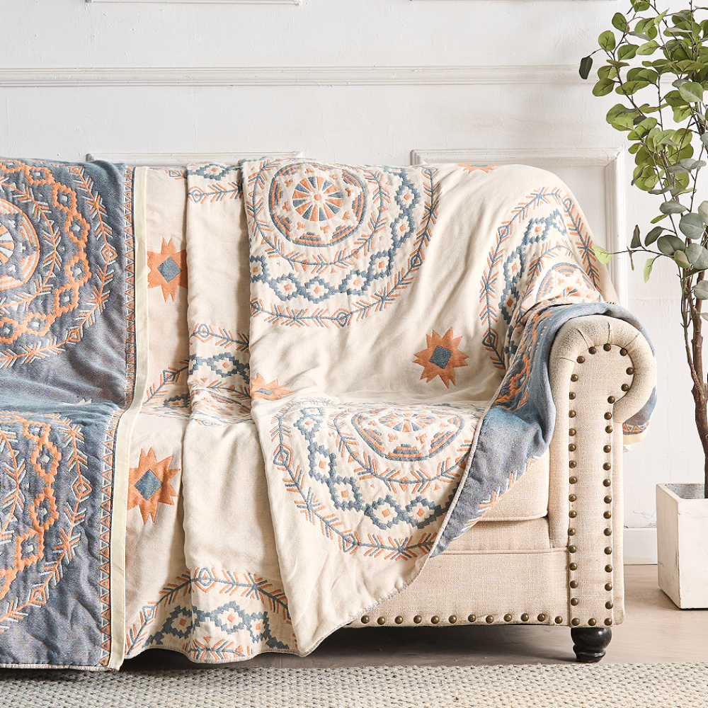 Mandala Pattern Throw Blanket in Boho Style
