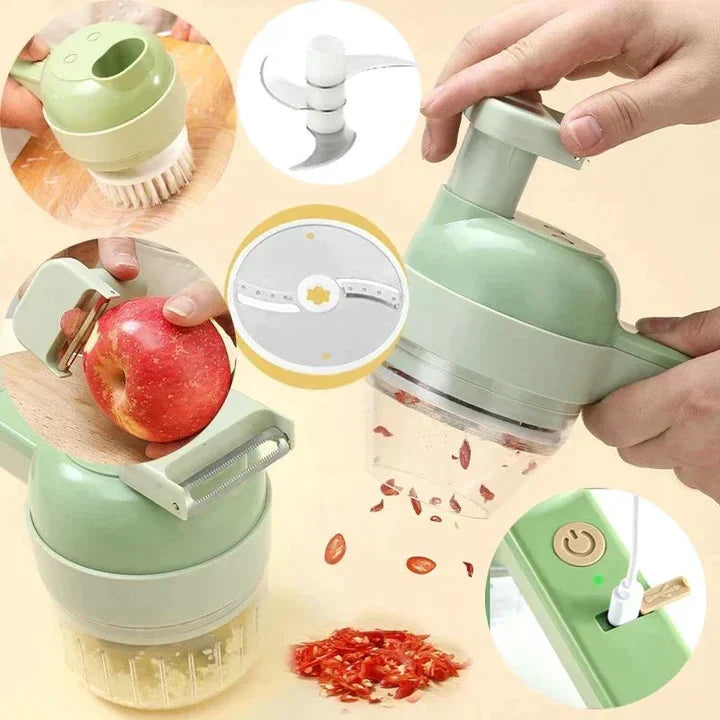 Electric Food Chopper 4-in-1 Stainless Steel Blades