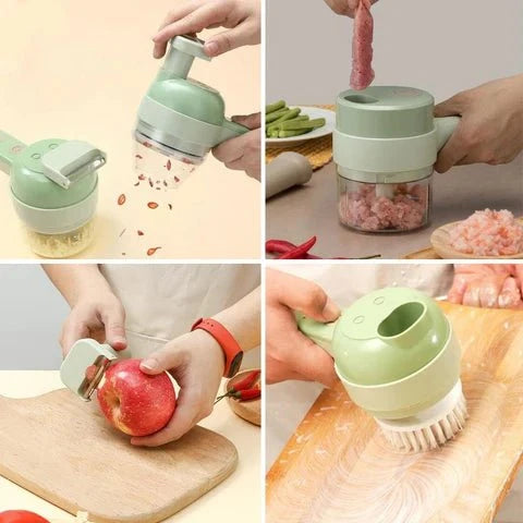 Electric Food Chopper 4-in-1 Stainless Steel Blades