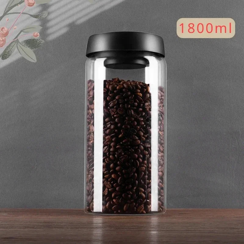 Coffee Bean Storage Jar Vacuum Pump Airtight Borosilicate Glass