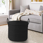 Storage Basket Large Cotton Rope Collapsible Lid & Handles