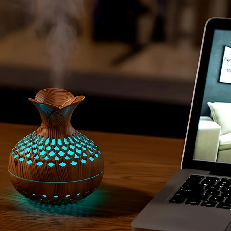 Wood-Grain LED USB-Powered Aroma Diffuser