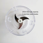 Food Processor Cordless USB Rechargeable Stainless Steel Blades