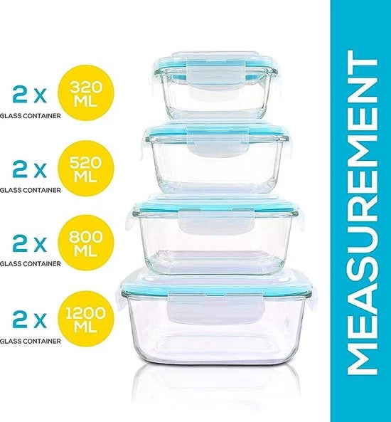 Lunchbox Borosilicate Glass Air-Tight Leak-Proof Oven & Microwave Safe