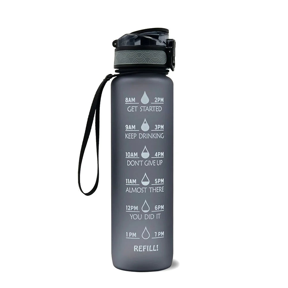 Water Bottle Timeline Markings Built-In Straw 1L Capacity