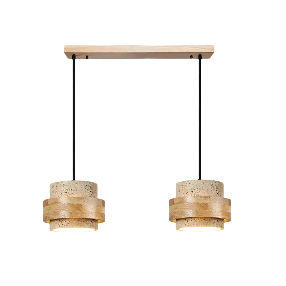 Travertine-Look Cylindrical Pendant Light (E27 Socket)
