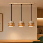 Travertine-Look Cylindrical Pendant Light (E27 Socket)
