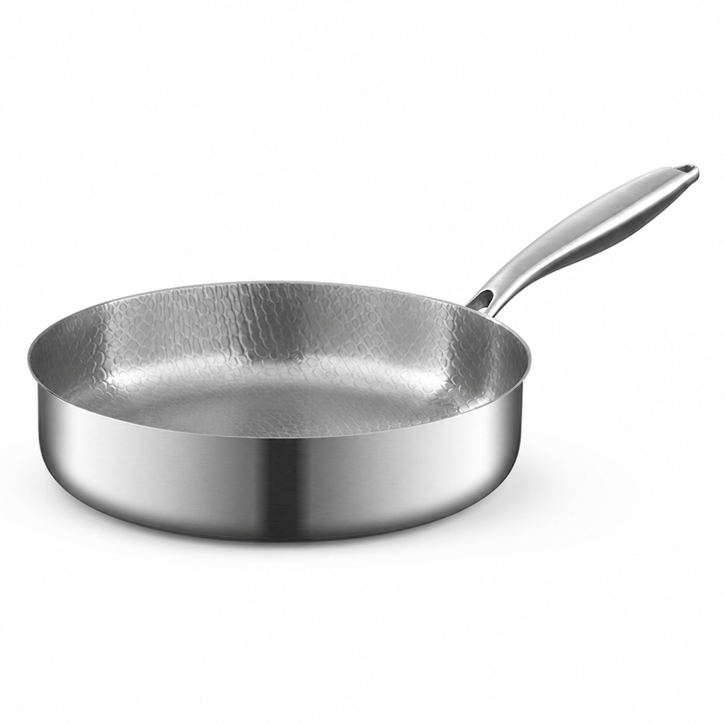 Thick Hammered Titanium Non-Coated Non-Stick Frying Pan (Induction & Gas Compatible)