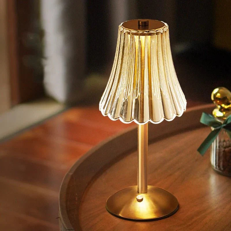 Touch-Sensitive Crystal Table Lamp with Gold Accent Finish