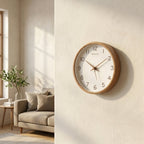 Silent Movement Wooden Wall Clock Crafted from Solid Wood
